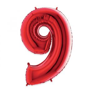 Palloncino Mylar Rosso 40" Numero 9