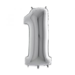 Palloncino Mylar Argento 40" Numero 1