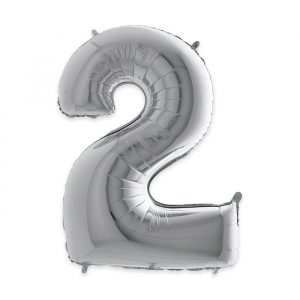 Palloncino Mylar Argento 40" Numero 2