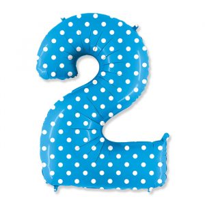 Palloncino Mylar Pois Turchese 40" Numero 2