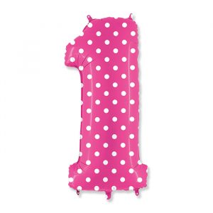 Palloncino Mylar Pois Fuxia 40" Numero 1