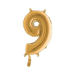 Palloncino Mylar Oro 14" Numero 9
