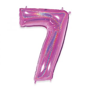 Palloncino Mylar Fuxia Glitter 40" Numero 7