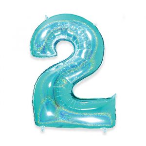 Palloncino Mylar Acqua Marina Glitter 40" Numero 2