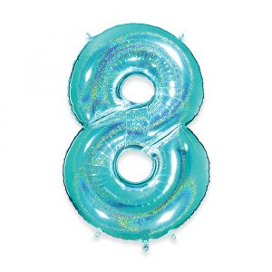 Palloncino Mylar Acqua Marina Glitter 40" Numero 8