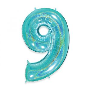 Palloncino Mylar Acqua Marina Glitter 40" Numero 9