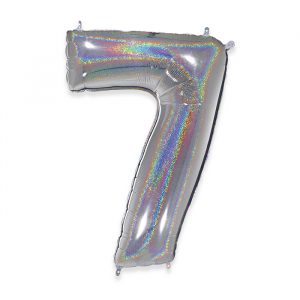 Palloncino Mylar Argento Glitter 40" Numero 7