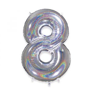 Palloncino Mylar Argento Glitter 40" Numero 8