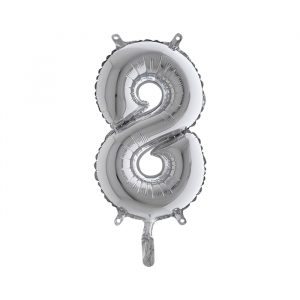 Palloncino Mylar Argento 14" Numero 8