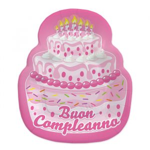 8 Piatti 20 x 24 cm Buon Compleanno Cake Rosa