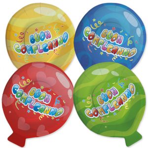 8 Piatti MIX 20 x 25 cm Buon Compleanno Balloon