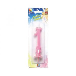 Candelina Classica Maxi Rosa 15 cm Numero 1