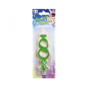Candelina Classica Maxi Verde Fluo 15 cm Numero 8