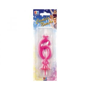 Candelina Classica Maxi Fuxia 15 cm Numero 6
