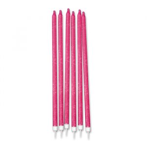 12 Candeline Matite Glitter 15 cm Fuxia