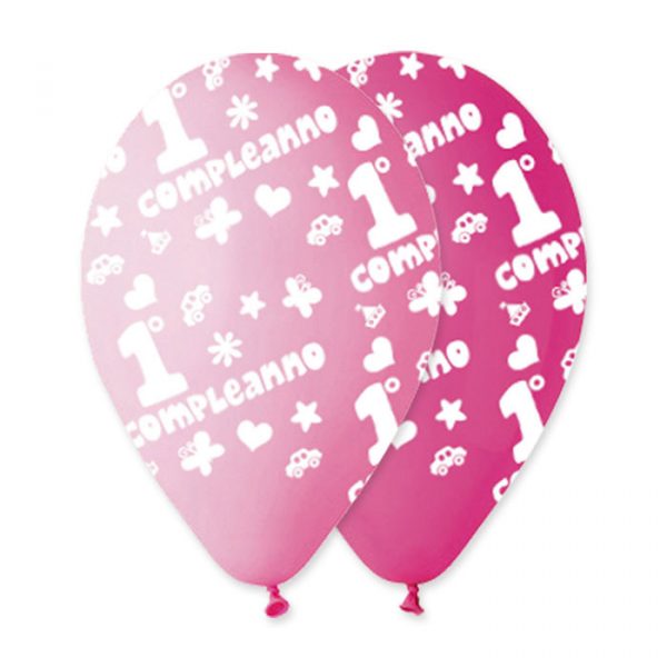 100 Palloncini in Lattice All Around 12" Primo Compleanno Rosa Assortito
