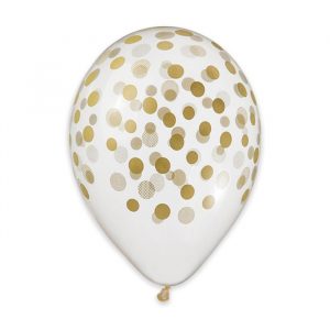 50 Palloncini in Lattice All Around 13" Confetti Oro Crystal
