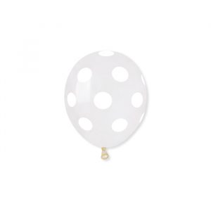 100 Palloncini in Lattice All Around 5" Trasparenti Pois Bianchi