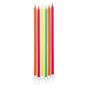 12 Candeline Matite 15 cm Assortite Fluo