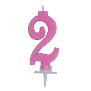 Candelina Italic Rosa 7 cm Numero 2
