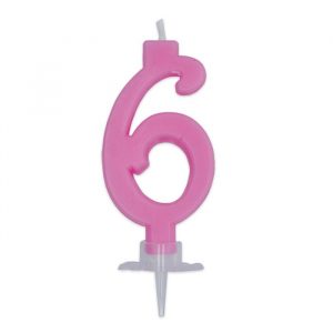 Candelina Italic Rosa 7 cm Numero 6