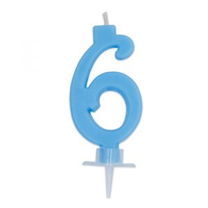 Candelina Italic Celeste 7 cm Numero 6