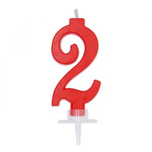 Candelina Italic Rossa 7 cm Numero 2