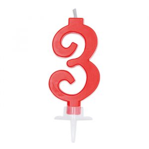 Candelina Italic Rossa 7 cm Numero 3