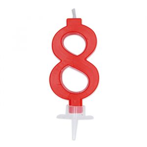 Candelina Italic Rossa 7 cm Numero 8