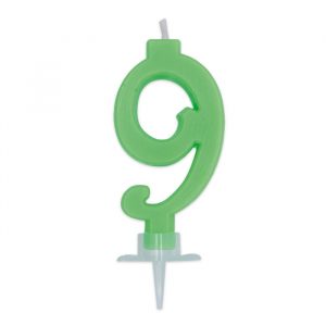 Candelina Italic Verde Fluo 7 cm Numero 9