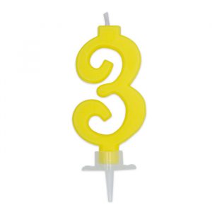 Candelina Italic Gialla 7 cm Numero 3