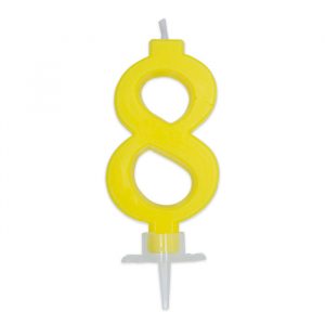 Candelina Italic Gialla 7 cm Numero 8