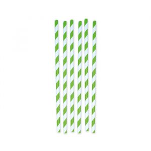 6 Cannucce in carta h 26 cm x Ø 1 cm Stripes Verde Mela
