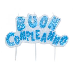 Candelina Picks 15 x 10 cm Buon Compleanno Celeste