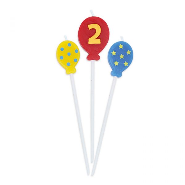 3 Candeline Picks 16 cm Balloons Numero 2
