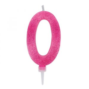 Candelina Sweety Maxi Fuxia Glitter 15 cm Numero 0