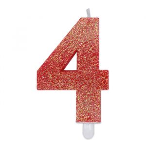 Candelina Sweety Rosso Glitter 9 cm Numero 4
