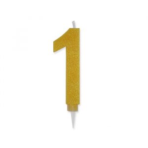Candelina Sweety Maxi Giallo Glitter 15 cm Numero 1