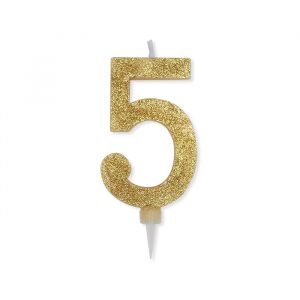 Candelina Sweety Maxi Oro Glitter 15 cm Numero 5