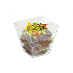 12 Coppette Quadrate Rigate Finger Food in plastica 5 x 5 x 4