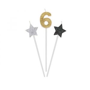 3 Candeline Picks 16 cm Prestige Numero 6