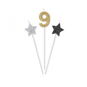 3 Candeline Picks 16 cm Prestige Numero 9