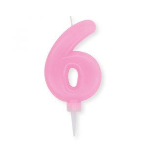 Candelina Plump Rosa 10 cm Numero 6