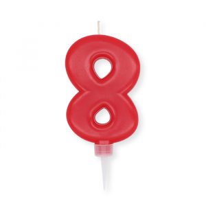 Candelina Plump Rosso 10 cm Numero 8