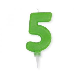 Candelina Plump Verde Mela 10 cm Numero 5