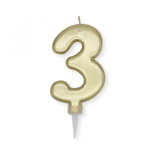 Candelina Plump Oro Metal 10 cm Numero 3
