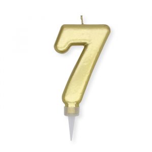 Candelina Plump Oro Metal 10 cm Numero 7