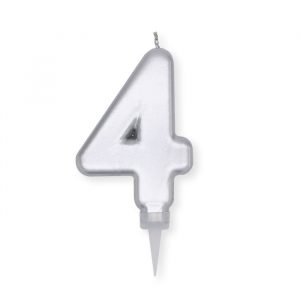 Candelina Plump Argento Metal 10 cm Numero 4