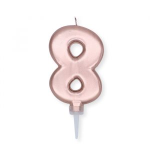 Candelina Plump Rose Gold Metal 10 cm Numero 8