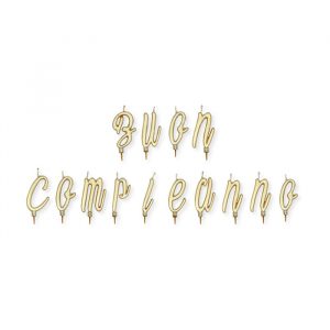 Set Candeline 5 cm Buon Compleanno Italic Oro Metal